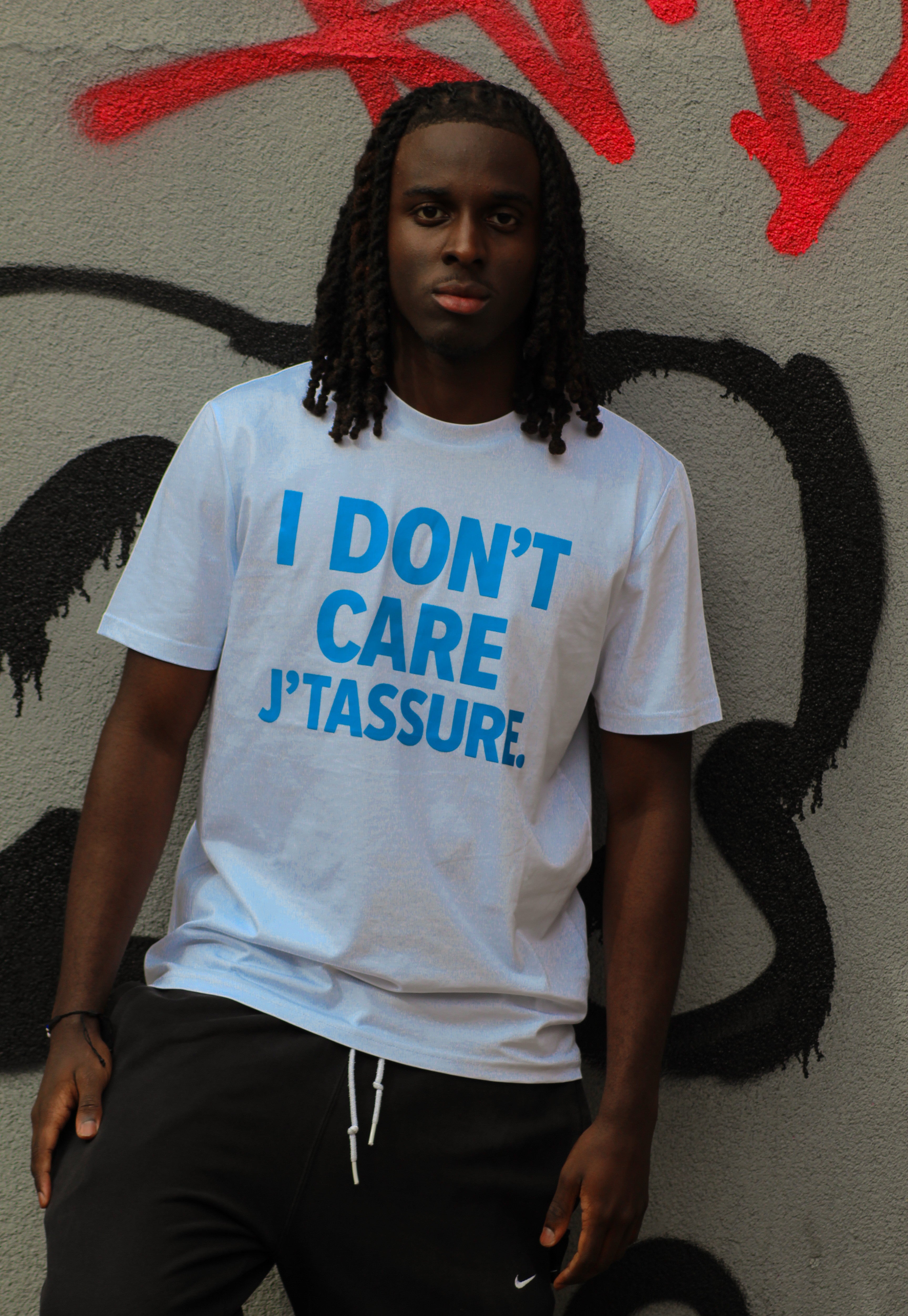 WHITE T-Shirt | I'DON'T CARE J'TASSURE