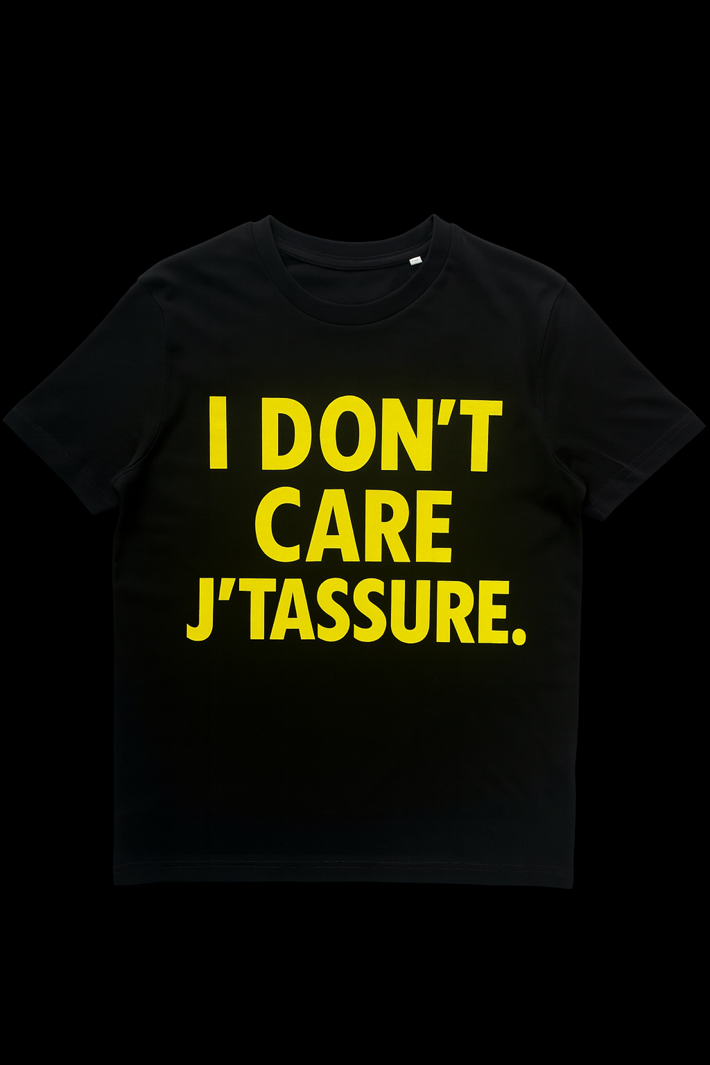 BLACK T-SHIRT | I DON'T CARE J'TASSURE